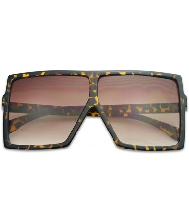 Oversized Big XL Large Oversized Super Flat Top Square Two Tone Color Fashion Sunglasses - Brown Gradient - CB18D9RAAQD $12.54