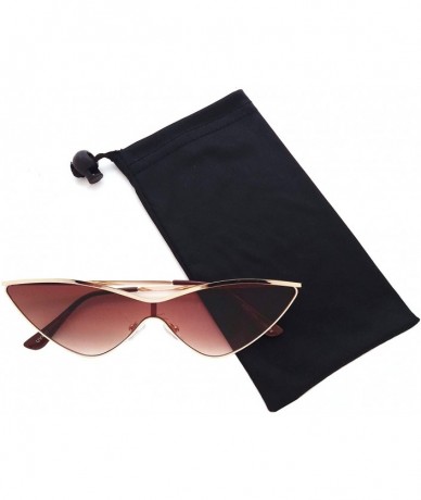 Cat Eye Women Cat Eye Flat Lens Metal Sunglasses P2461 - Gold Gradient Brown - C418QQQK3X3 $8.06