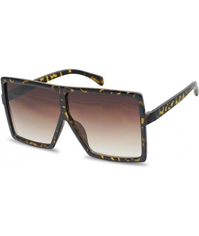 Oversized Big XL Large Oversized Super Flat Top Square Two Tone Color Fashion Sunglasses - Brown Gradient - CB18D9RAAQD $12.54