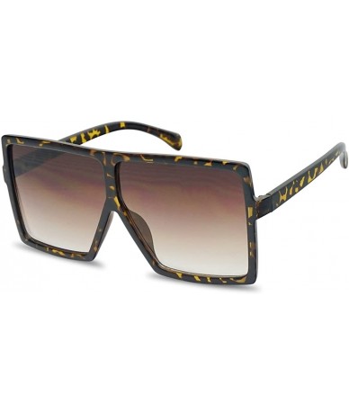 Oversized Big XL Large Oversized Super Flat Top Square Two Tone Color Fashion Sunglasses - Brown Gradient - CB18D9RAAQD $28.61