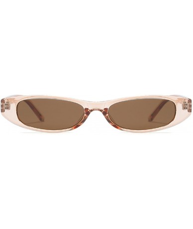 Oval Vintage Small Sunglasses Fashion Narrow Oval Frame eyewea for neutral - Brown - C518DTR894C $10.52