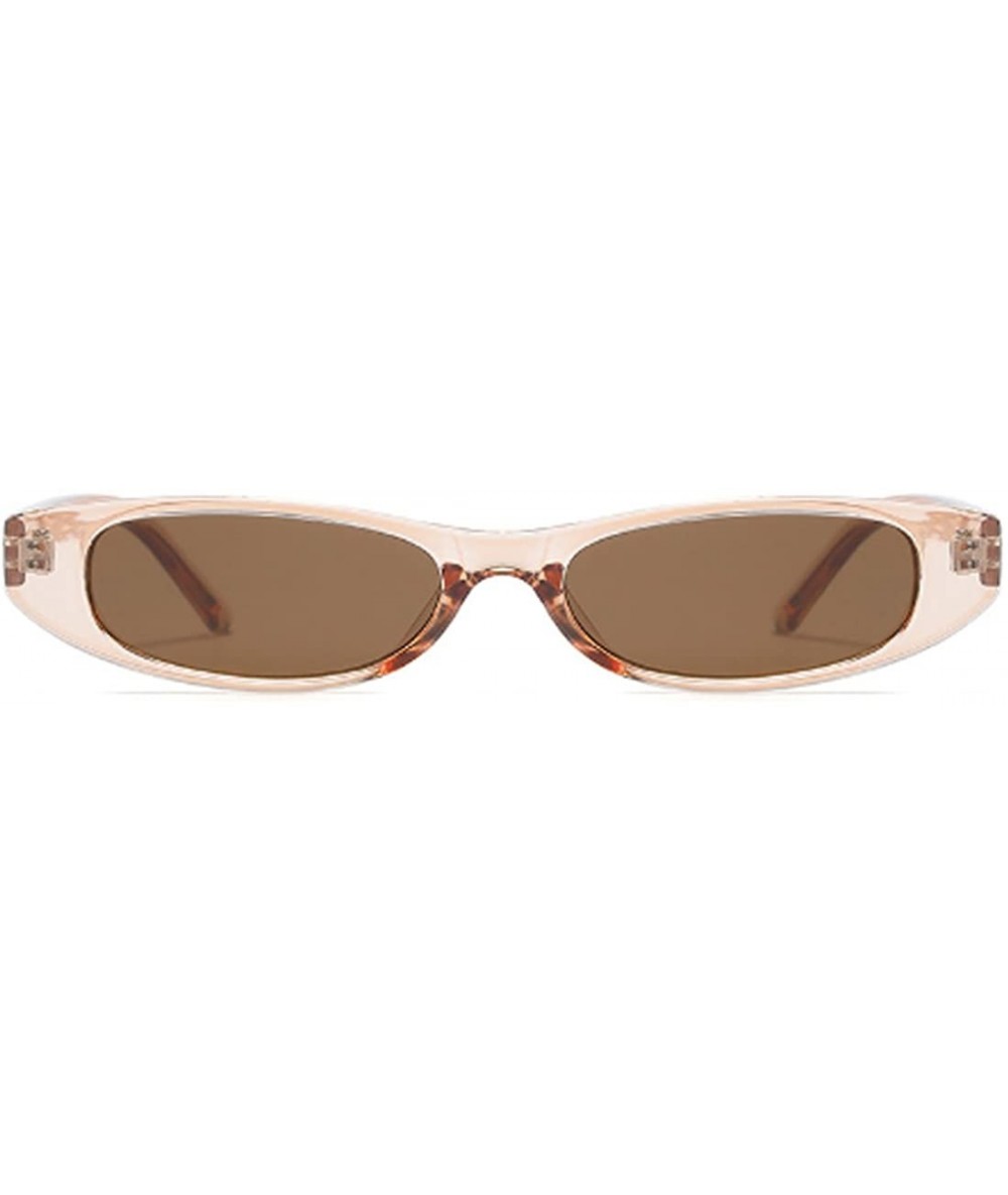 Oval Vintage Small Sunglasses Fashion Narrow Oval Frame eyewea for neutral - Brown - C518DTR894C $10.52