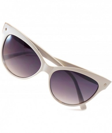 Cat Eye Women's 60's Retro Cat Eye Sunglasses - High Pointed Lens A014 - White Frame With Purple Gradient Lens - CJ185HYEDKL ...