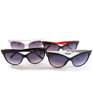 Cat Eye Women's 60's Retro Cat Eye Sunglasses - High Pointed Lens A014 - White Frame With Purple Gradient Lens - CJ185HYEDKL ...