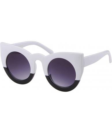 Goggle Vintage Cat Eye Sunglasses for Women Oversized Trend Sun Glasses - Black White Frame Grey Lens - CC196U2K9QW $7.83