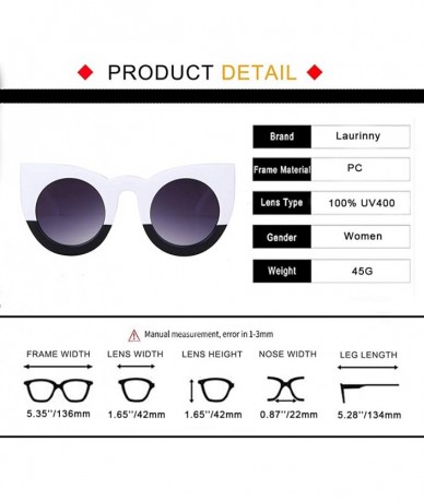 Goggle Vintage Cat Eye Sunglasses for Women Oversized Trend Sun Glasses - Black White Frame Grey Lens - CC196U2K9QW $7.83