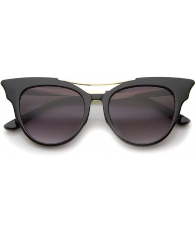 Cat Eye Women's Fashion Metal Temple Crossbar Bold Cat Eye Sunglasses 51mm - Black / Lavender - C812J346R07 $20.20