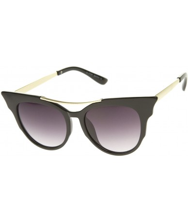 Cat Eye Women's Fashion Metal Temple Crossbar Bold Cat Eye Sunglasses 51mm - Black / Lavender - C812J346R07 $9.68