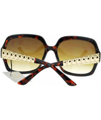 Butterfly Womens Metal Jewel Temple Oversize Rectangular Thick Plastic Butterfly Sunglasses - Tortoise - CC11TN38F45 $12.60