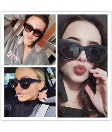 Oversized Retro Cateye Sunglasses for Women Mirrored Lens UV400 Shades - Transparent Light Brown/Light Brown - CT18IE79S8N $1...