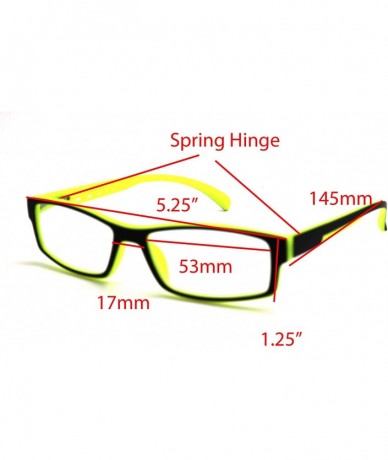 Rectangular Soft Matte Black w/ 2 Tone Reading Glasses Spring Hinge 0.74 Oz - Matte Black Yellow - CD12C215KJ7 $18.19
