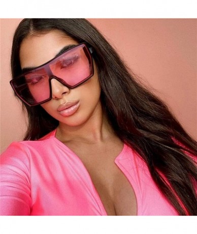 Square Oversized One Piece Square Sunglasses for Women Gradient Lens Shade UV Protection - 8 - CZ190HDYAD3 $7.11