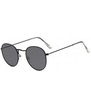 Round Men's Small Round Sunglasses Polarized UV 400 Safety - Black Frame Gray Lens - CZ182ZZQ2ST $12.38