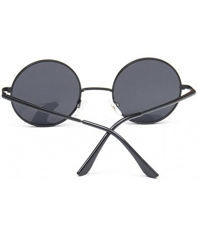 Round Men's Small Round Sunglasses Polarized UV 400 Safety - Black Frame Gray Lens - CZ182ZZQ2ST $12.38