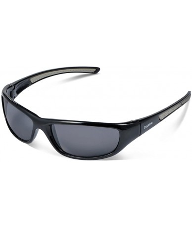 Wrap Tr8116 Polarized Sports Sunglasses for Men Women Baseball Cycling Fishing Golf - Black Frame With Black Lens - C512E3HI5...