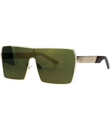 Shield Colored Mirror Robotic Futurism Shield Disco Metal Rim Racer Sunglasses - Gold - CM1824A5YU3 $25.23