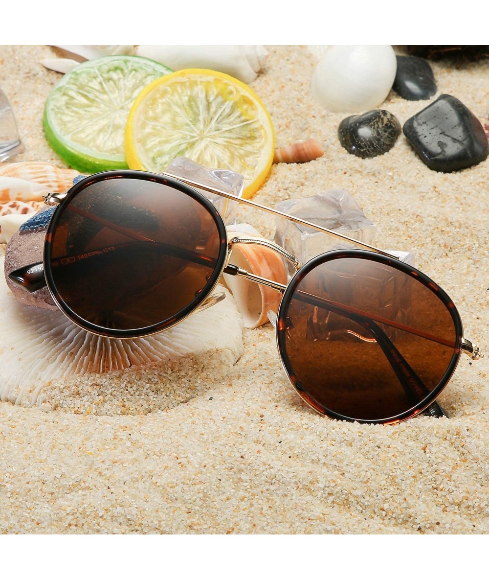 Small Round Double Bridge Sunglasses For Women Men Polarized 100% UV  Protection - C018SO4IMDY