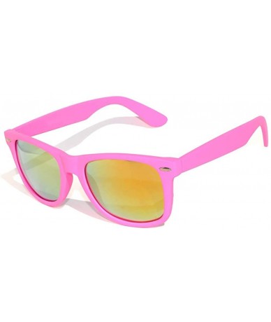 Wayfarer Classic Vintage Retro 80's Sunglasses with Mirror Lens Pink Frame - CE11NLD40VP $21.33