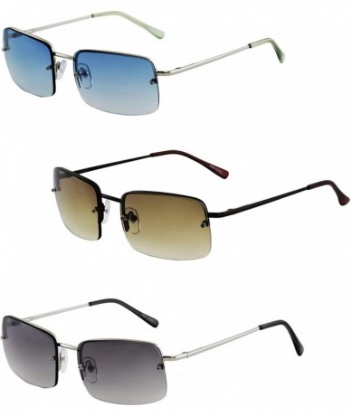 Rectangular Minimalist Medium Rectangular Sunglasses Clear Eyewear Spring Hinge - CK196QA0M5N $18.05