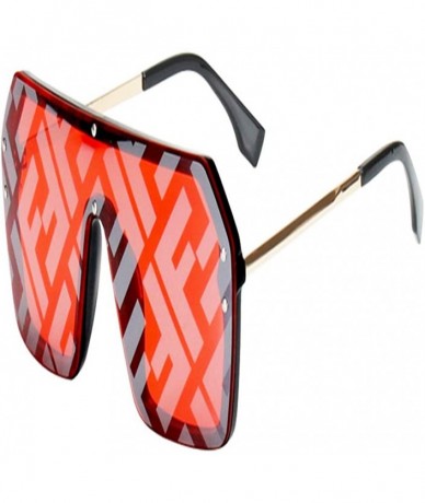 Oversized Oversize One Pieces Square Sunglasses Women Letter Mirror Coating Fashion Men Shades - 2 - CJ18R3ZIE2L $67.52