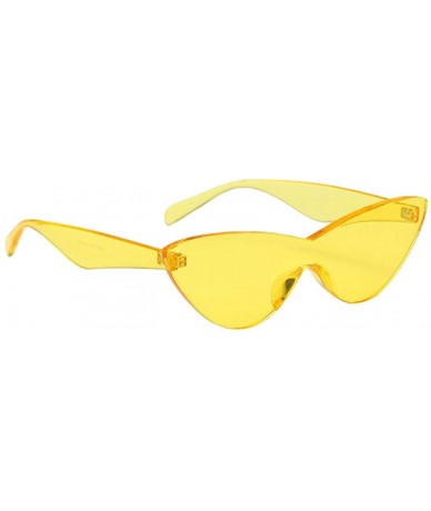 Cat Eye Women Retro One Piece Cat Eye Sunglasses Rimless Eyewear UV Protection - Yellow - CN1982D9R9H $10.48