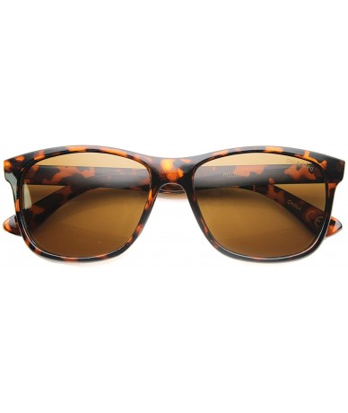 Wayfarer Wide Polarized Lens Classic Casual Lifestyle Horn Rimmed Sunglasses 57mm - Shiny Tortoise / Brown - CP124K9HV7X $19.49