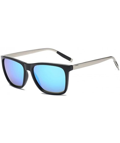 Square New Men Women Fashion Casual Square Shape Sunglasses UV Protected Chic Eyewear Unisex Sunglasses - Black Blue - CB1952...