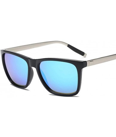 Square New Men Women Fashion Casual Square Shape Sunglasses UV Protected Chic Eyewear Unisex Sunglasses - Black Blue - CB1952...