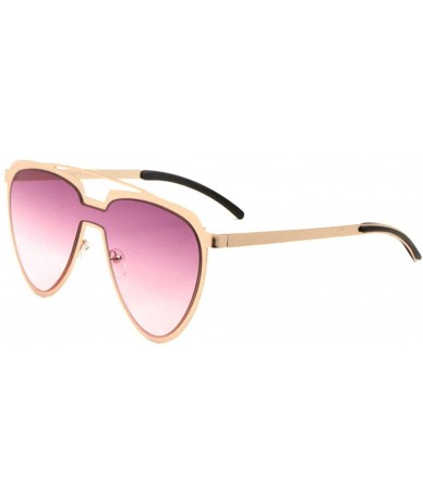 Shield Oceanic Color One Piece Shield Lens Rounded Triangular Aviator Sunglasses - Purple Pink - CY190KEQ9ZK $30.83