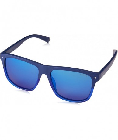 Rectangular Men's Pld6041/S Rectangular Sunglasses - Blue - CT18CK2HZZI $34.75