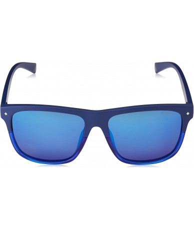 Rectangular Men's Pld6041/S Rectangular Sunglasses - Blue - CT18CK2HZZI $34.75