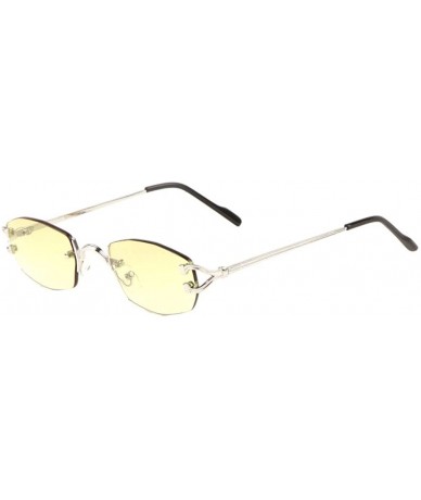 Rimless Geometric Oval Rimless Thick Color Lens Sunglasses - Yellow - CO198803K5I $25.40