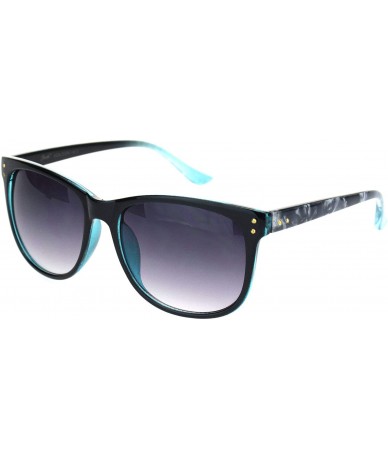 Rectangular Womens Boyfriend Style Horn Rim Rectangular Retro Plastic Sunglasses - Black Blue Smoke - CP18OER2SXX $22.29