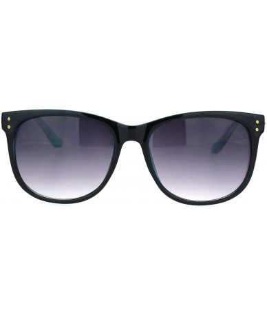 Rectangular Womens Boyfriend Style Horn Rim Rectangular Retro Plastic Sunglasses - Black Blue Smoke - CP18OER2SXX $10.62