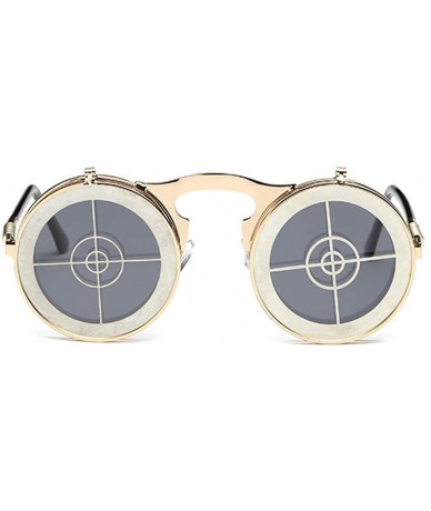 Round Vintage Flip Up Sunglasses Juniors John Lennon Style Circle Sun Glasses - Goldc14 - CR18RR0WNSY $10.96
