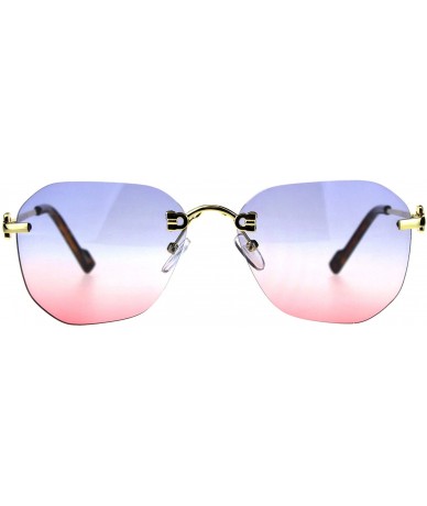 Rectangular Womens Rimless Butterfly Designer Fashion Tie Dye Gradient Sunglasses - Blue Pink - CF18CMMSKC6 $8.33