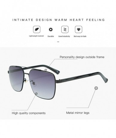 Round Men's casual sunglasses trend double beam square sunglasses fashion driving sunglasses - Black Grey C2 - CL1900KZ294 $2...