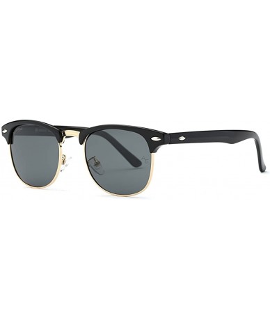 Aviator Polarized Sunglasses For Women And Men Semi Rimless Frame Retro Brand Sun Glasses AE0369 - Black - CW12N9O9PCT $23.03