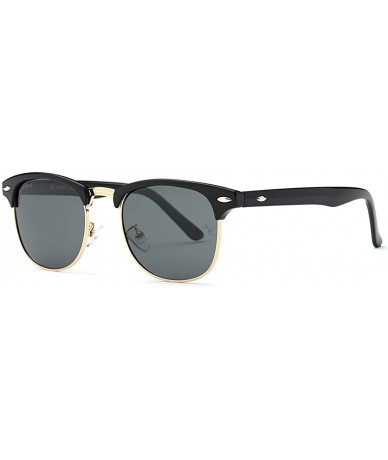 Aviator Polarized Sunglasses For Women And Men Semi Rimless Frame Retro Brand Sun Glasses AE0369 - Black - CW12N9O9PCT $8.67