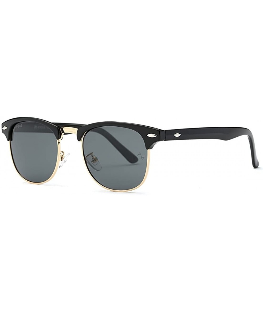 Aviator Polarized Sunglasses For Women And Men Semi Rimless Frame Retro Brand Sun Glasses AE0369 - Black - CW12N9O9PCT $8.67
