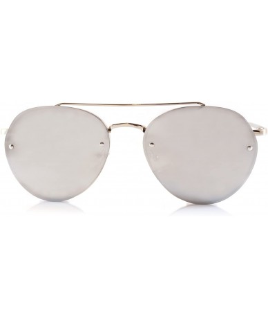 Rimless Hexagonal Round Color Tinted Mirrored Flat Lens Sunglasses A018 - Silver/ Silver Mirrored - CP1868I6WO7 $10.18