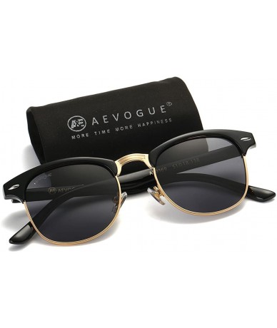 Aviator Polarized Sunglasses For Women And Men Semi Rimless Frame Retro Brand Sun Glasses AE0369 - Black - CW12N9O9PCT $8.67