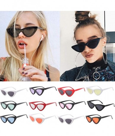 Goggle Retro Vintage Sunglasses for Women Goggles Plastic Frame Glasses Cat Eye Colorful Lens Plastic Frame Eyewear - A - C61...