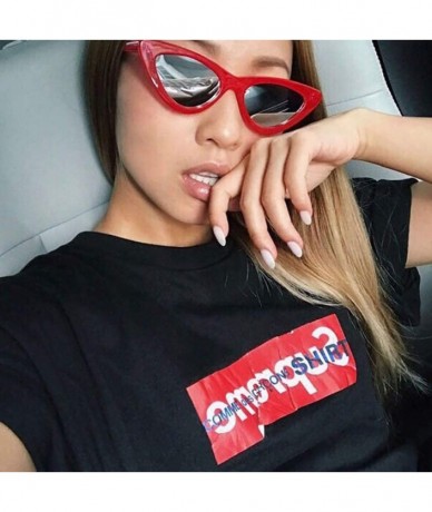 Goggle Retro Vintage Sunglasses for Women Goggles Plastic Frame Glasses Cat Eye Colorful Lens Plastic Frame Eyewear - A - C61...
