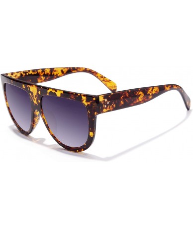 Oversized Fashion Designer Women Sunglasses Oversized Flat Top Square Frame Retro Gradient Lens MOS9 - C717YK4XS93 $25.33