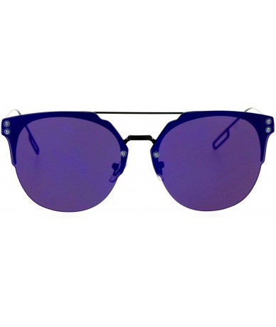 Rimless Rimless Flat Top Flat Lens Sunglasses Womens Eyewear Thin Metal Frame - Black (Purple Mirror) - C5188KHQKCD $12.92