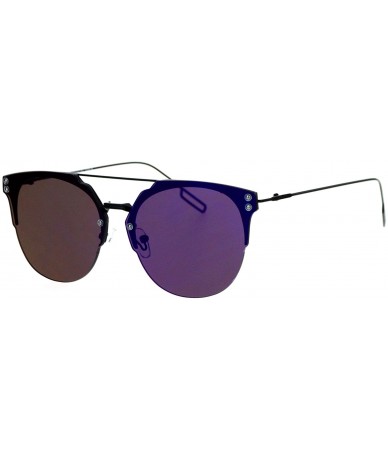 Rimless Rimless Flat Top Flat Lens Sunglasses Womens Eyewear Thin Metal Frame - Black (Purple Mirror) - C5188KHQKCD $12.92