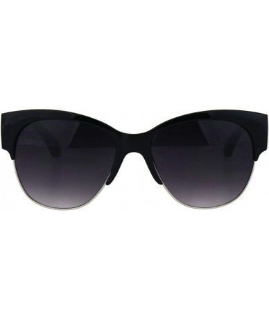 Butterfly Womens Half Rim Thick Horn Minimal Cat Eye Mod Sunglasses - Black Smoke - CJ18HIAUR8D $11.51