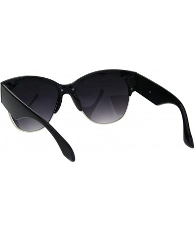 Butterfly Womens Half Rim Thick Horn Minimal Cat Eye Mod Sunglasses - Black Smoke - CJ18HIAUR8D $11.51