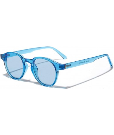 Oval Fashion Small Oval Plastic Frame Chic Clear Candy Color Lens Sunglasses 2019 New Brand Designer - Blue - CF18NXZ7STE $11.95